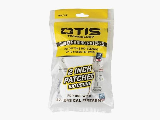 Parches de limpieza Otis de 2" para calibres pequeños .17 - .22 100 piezas