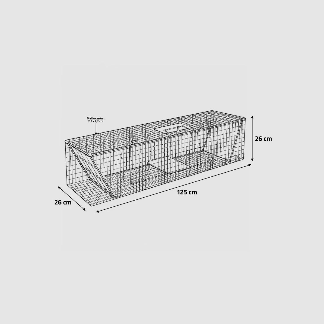 Cage-piège type US à 2 entrées, 125 × 26 × 26 cm, image 5 sur 6