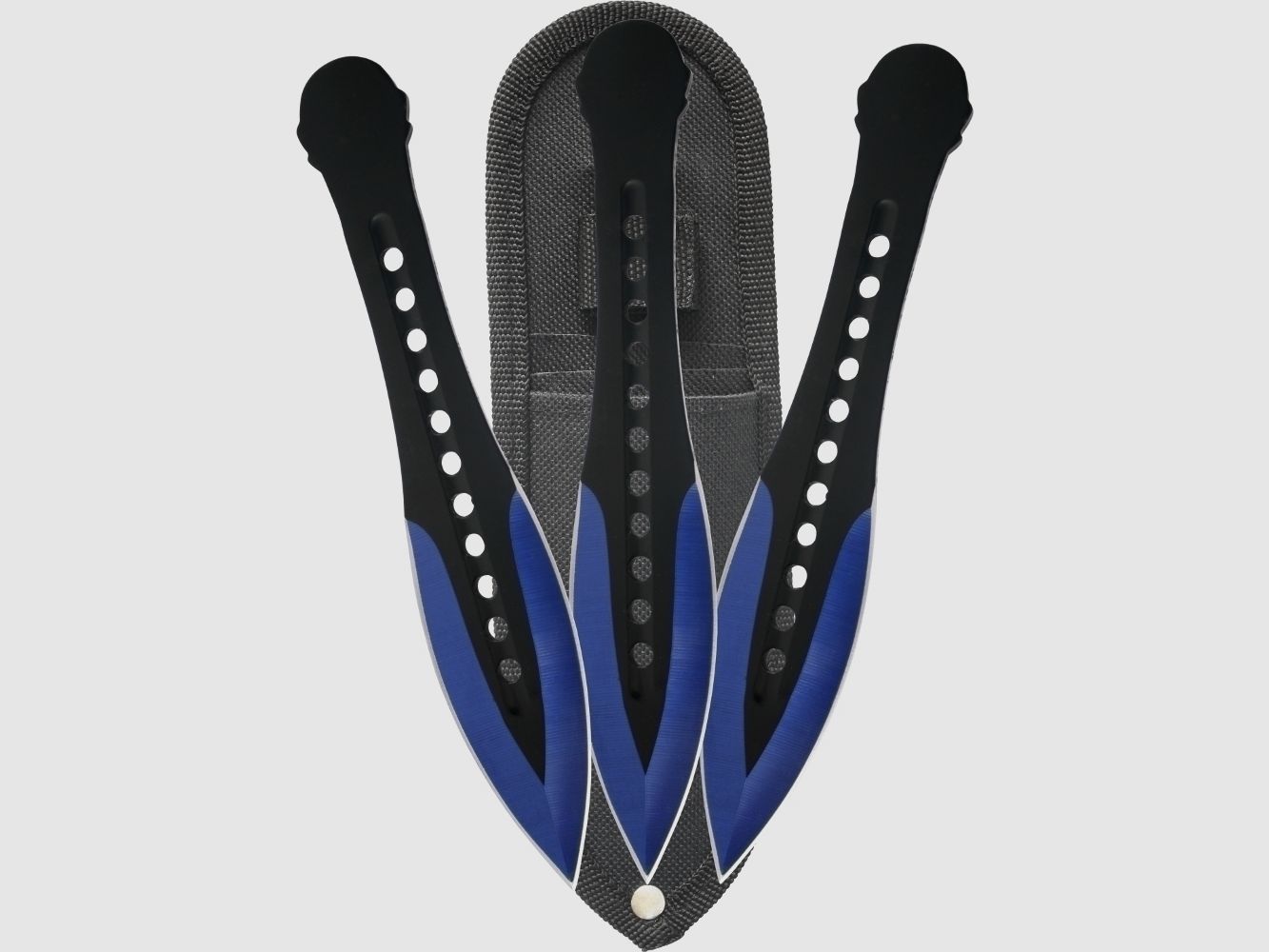 3x Wurfmesser Set blau eloxiert