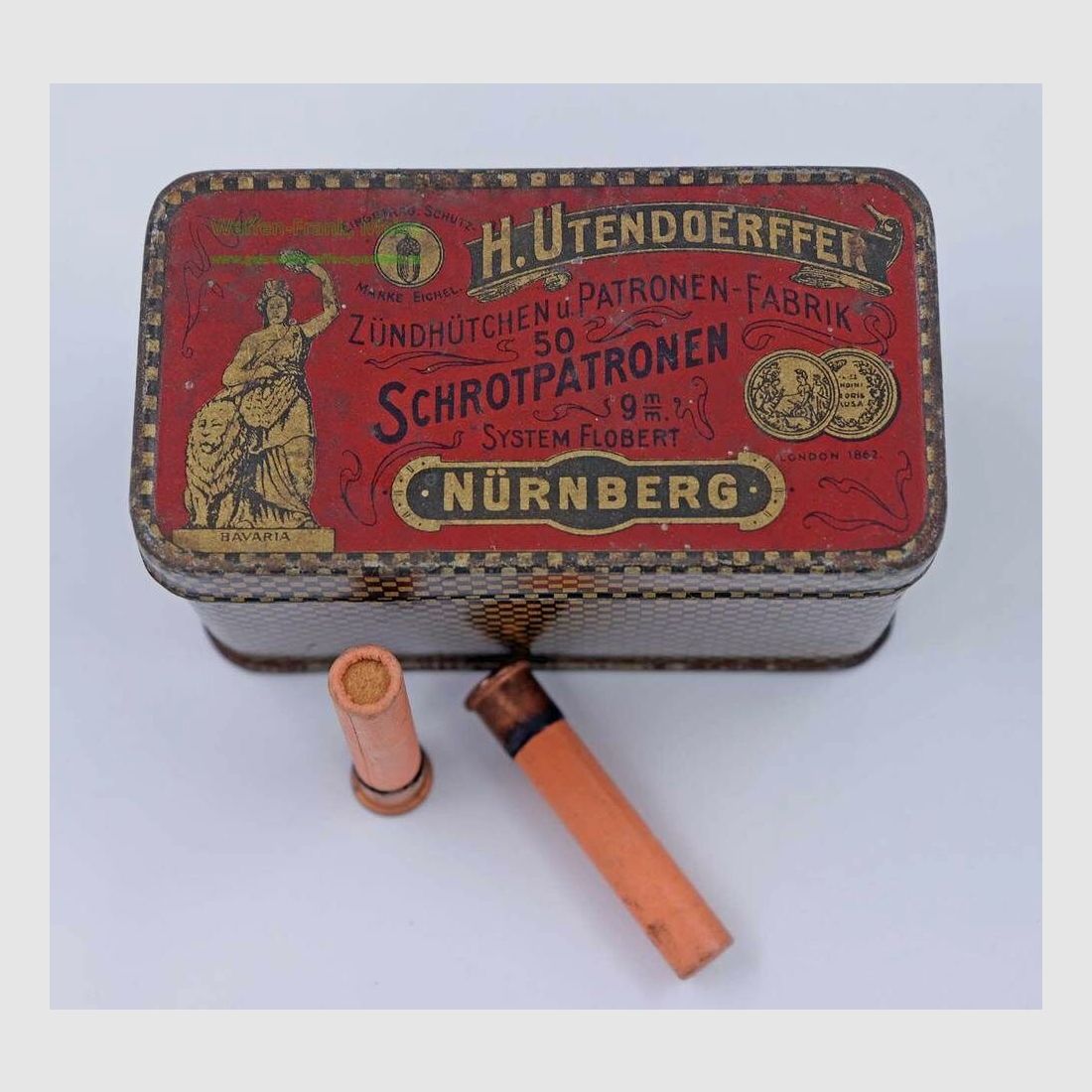 H. Utendoerffer, Nürnberg Flobert in original Blechdose