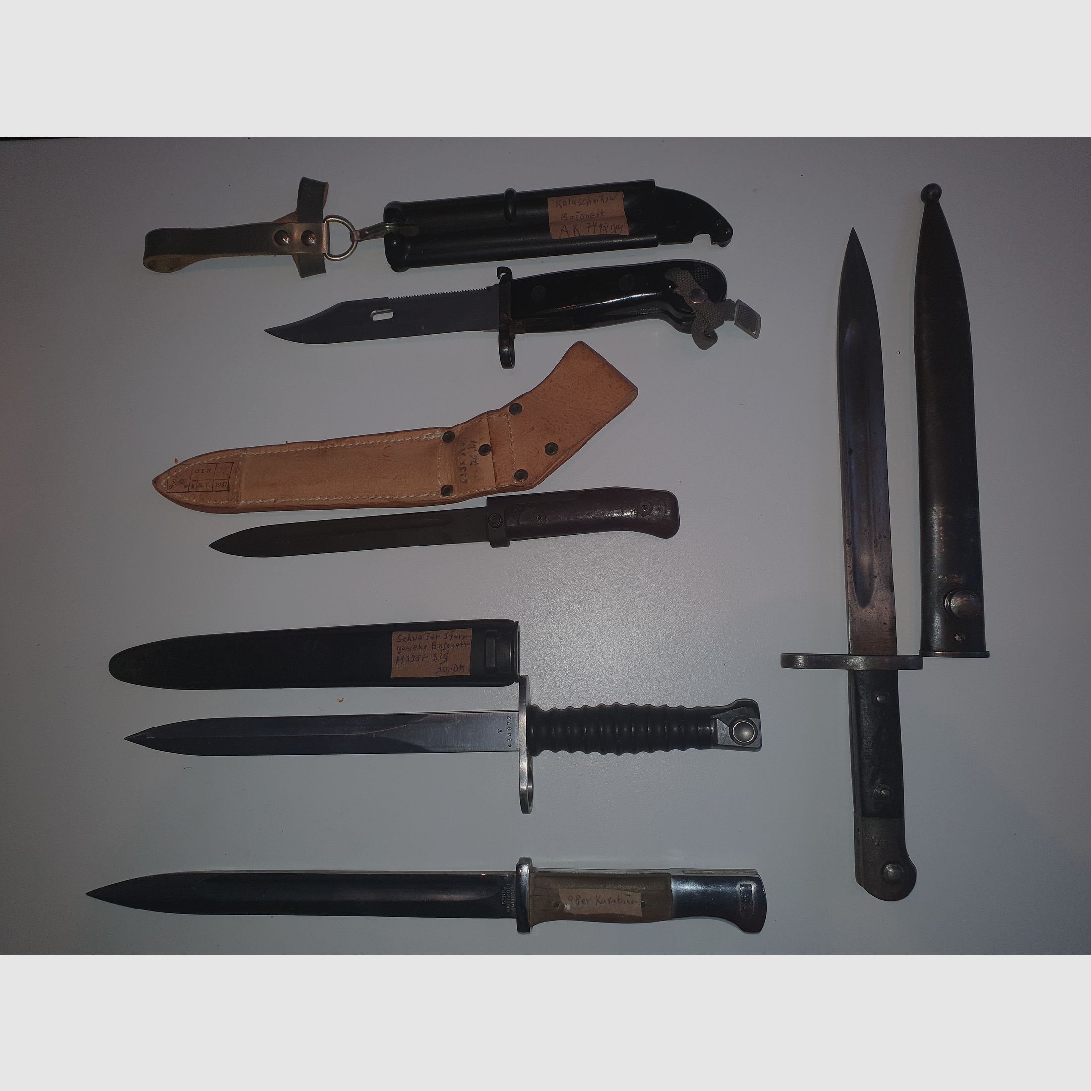 Selling old bayonets from the First and Second World War