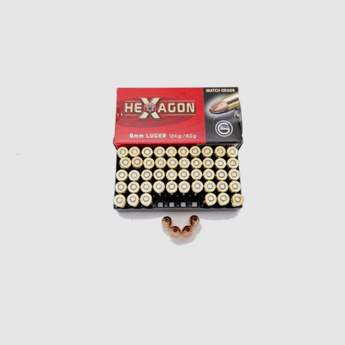 Geco 124g. HEXAGON w opakowaniu 50 sztuk DOSTĘPNY OD RĘKI - 9mm Para 9mm Luger