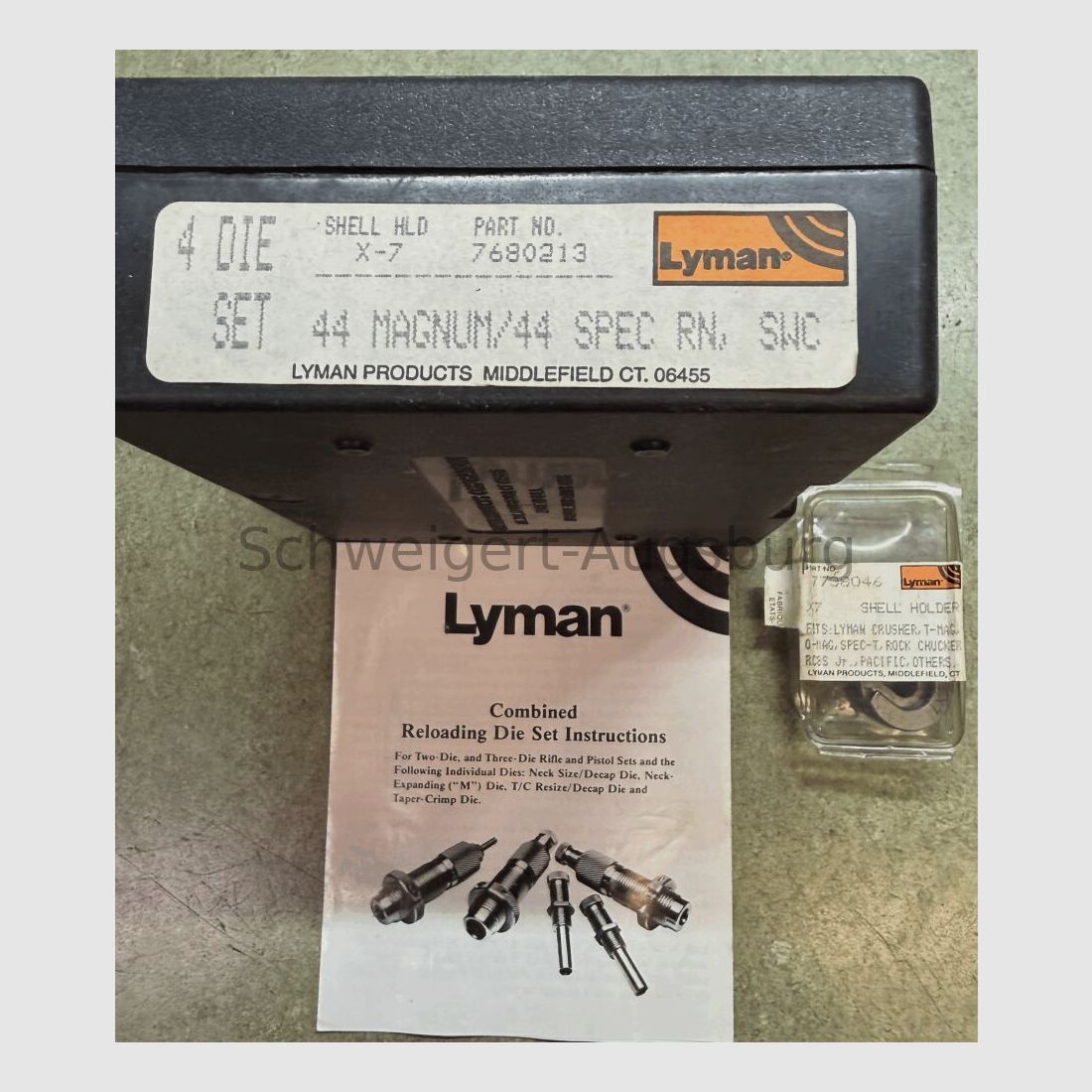 Zestaw matryc LYMAN 4 .44 Mag / .44 Spec RN SWC w tym uchwyt na łuski X-7