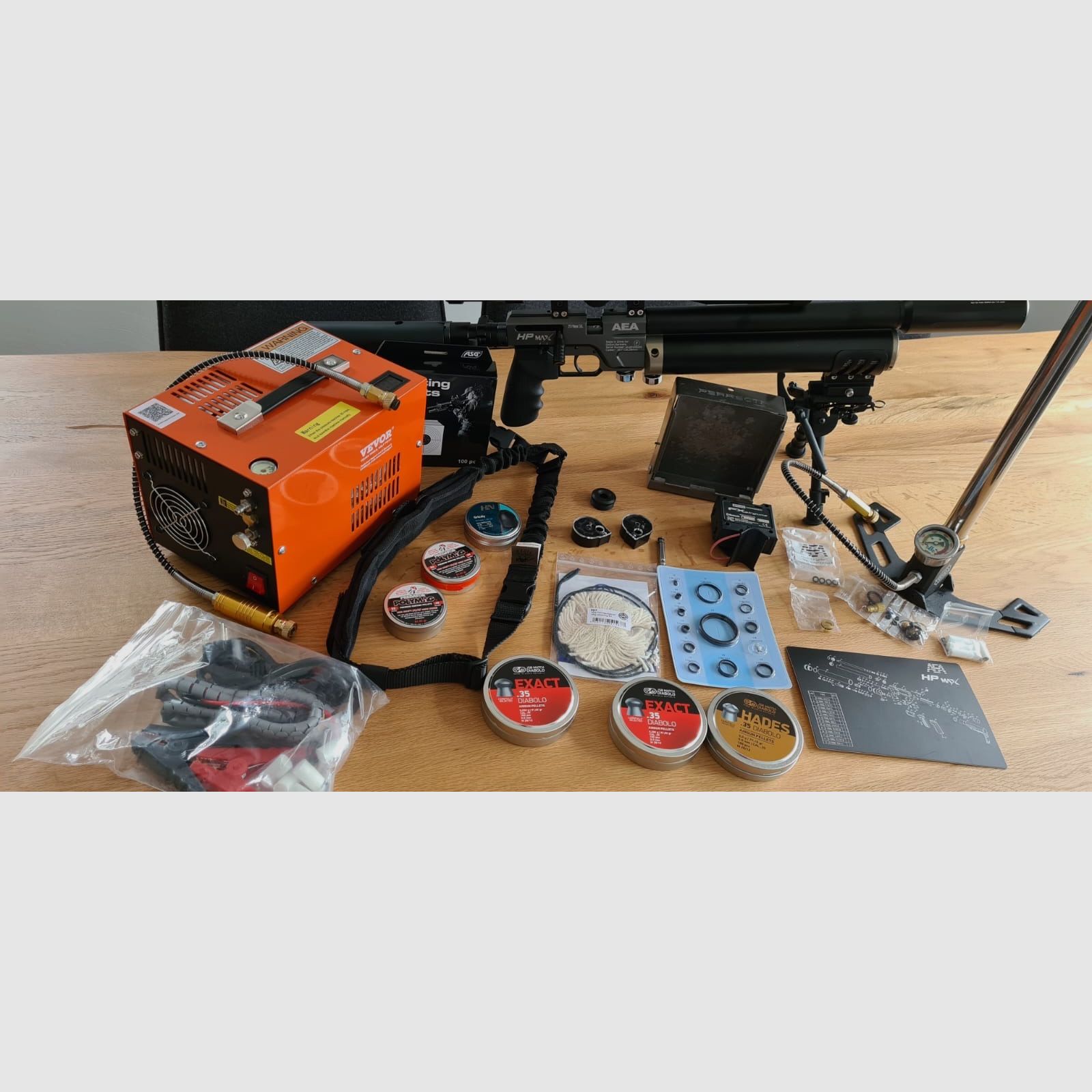 AEA HPMax MK1 9mm (.357) F-Version | HUGE premium complete set incl. Element Optics, compressor, FX Chrony and much more