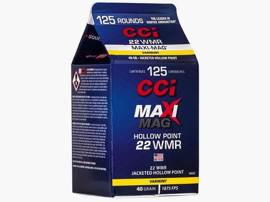 CCI Maxi-Mag JHP 40grs 125St .22wmr