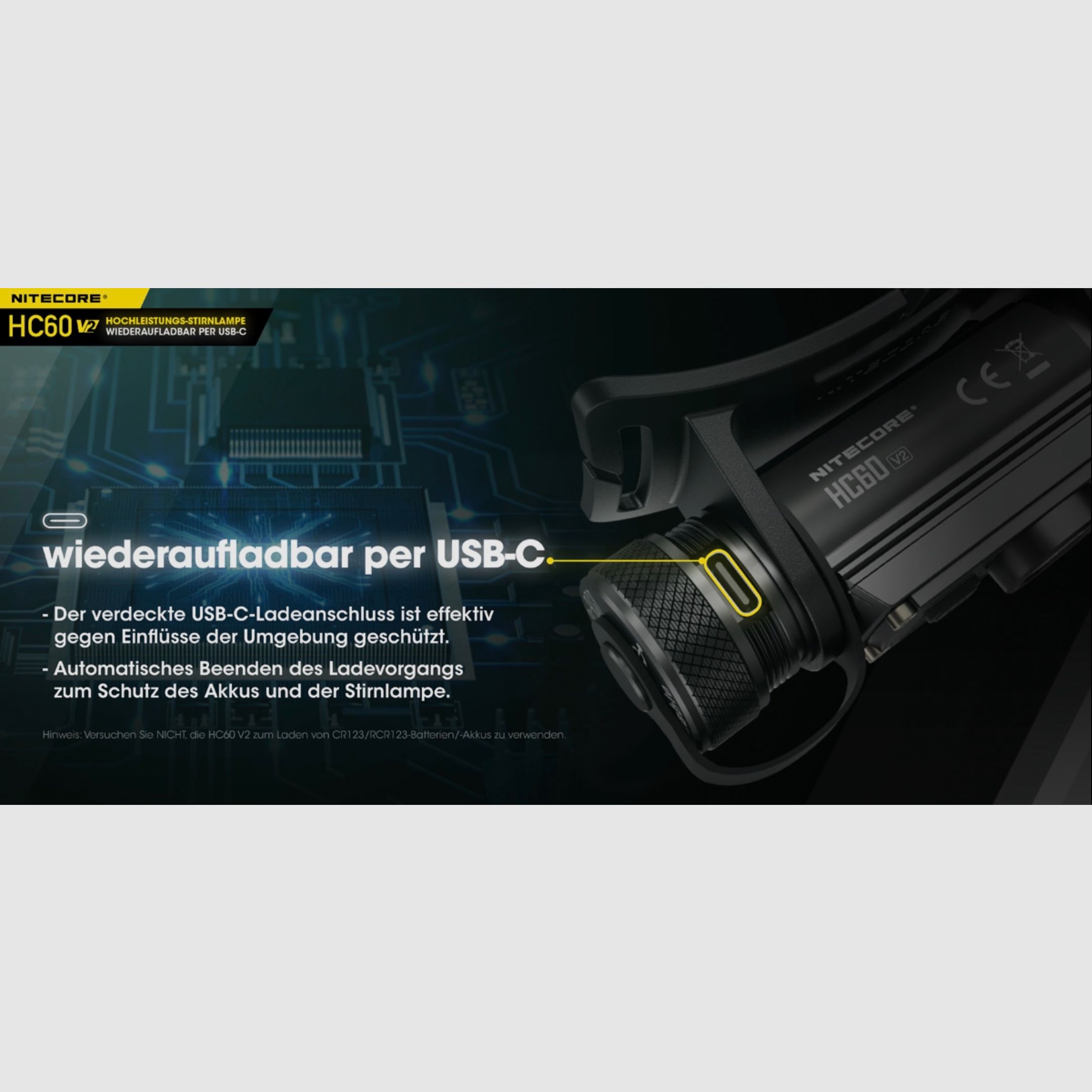 Nitecore HC60W V2 Stirnlampe 1200 Lumen 130 Meter