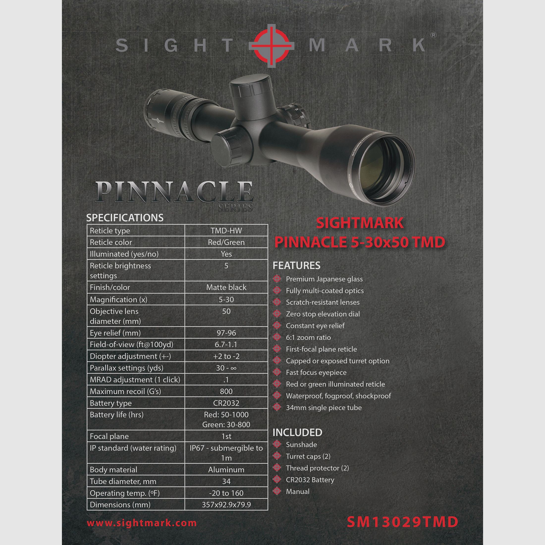SIGHTMARK Pinnacle 5-30x50 TMD Cannocchiale FFP, immagine 21 di 21