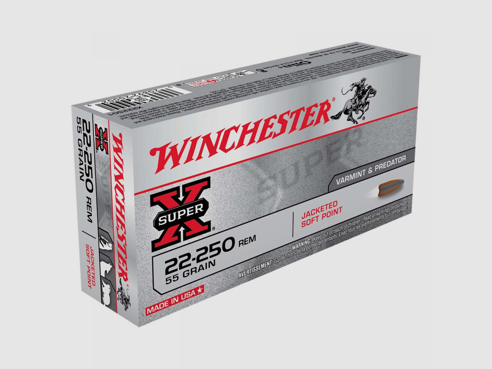 Winchester Super-X .22-250 Rem. 55GR JSP 20 Patronen