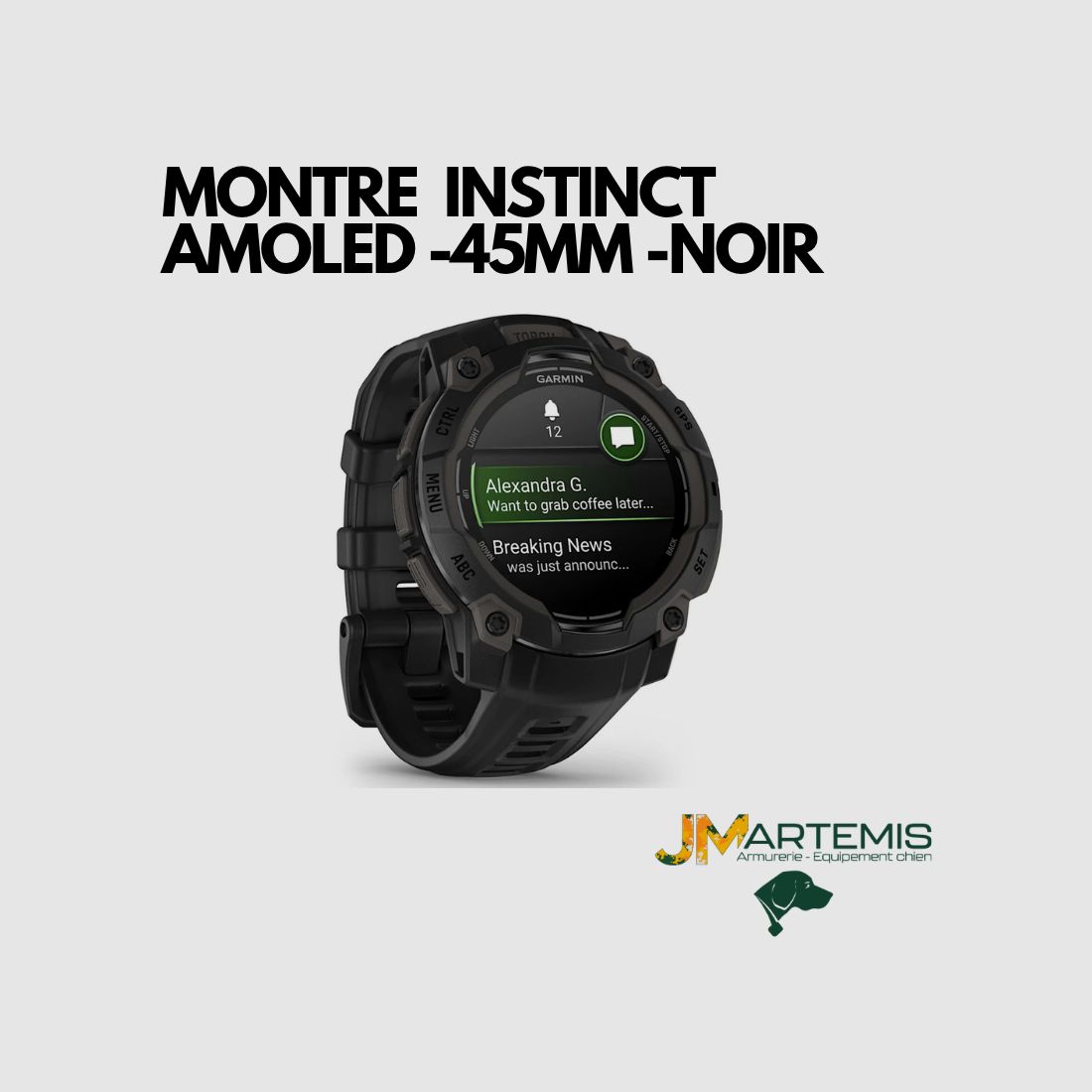 GARMIN Instinct® 3 AMOLED – Jagdausführung JMARTEMIS SCHWARZ (45 mm), Bild 4 von 5