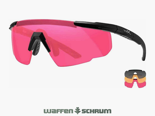 Wiley X Schießbrille Saber Advanced Set Gläser: grau, helles orange, magenta, Gestell: matt schwarz
