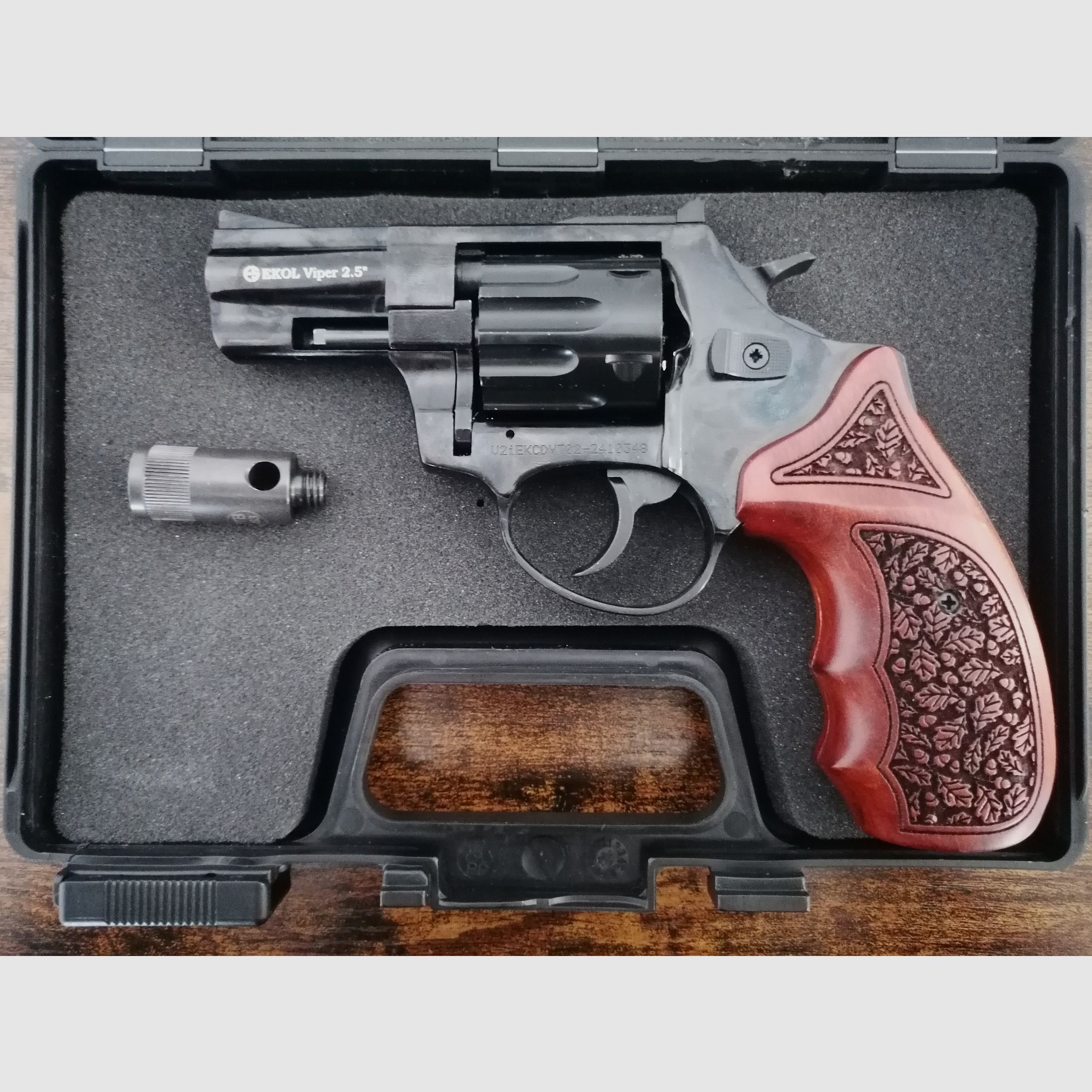 !!NEUWARE!! Ekol Viper 2,5" Gas Revolver 9mm RK Schwarz mit Echtholzgriffschalen und Koffer