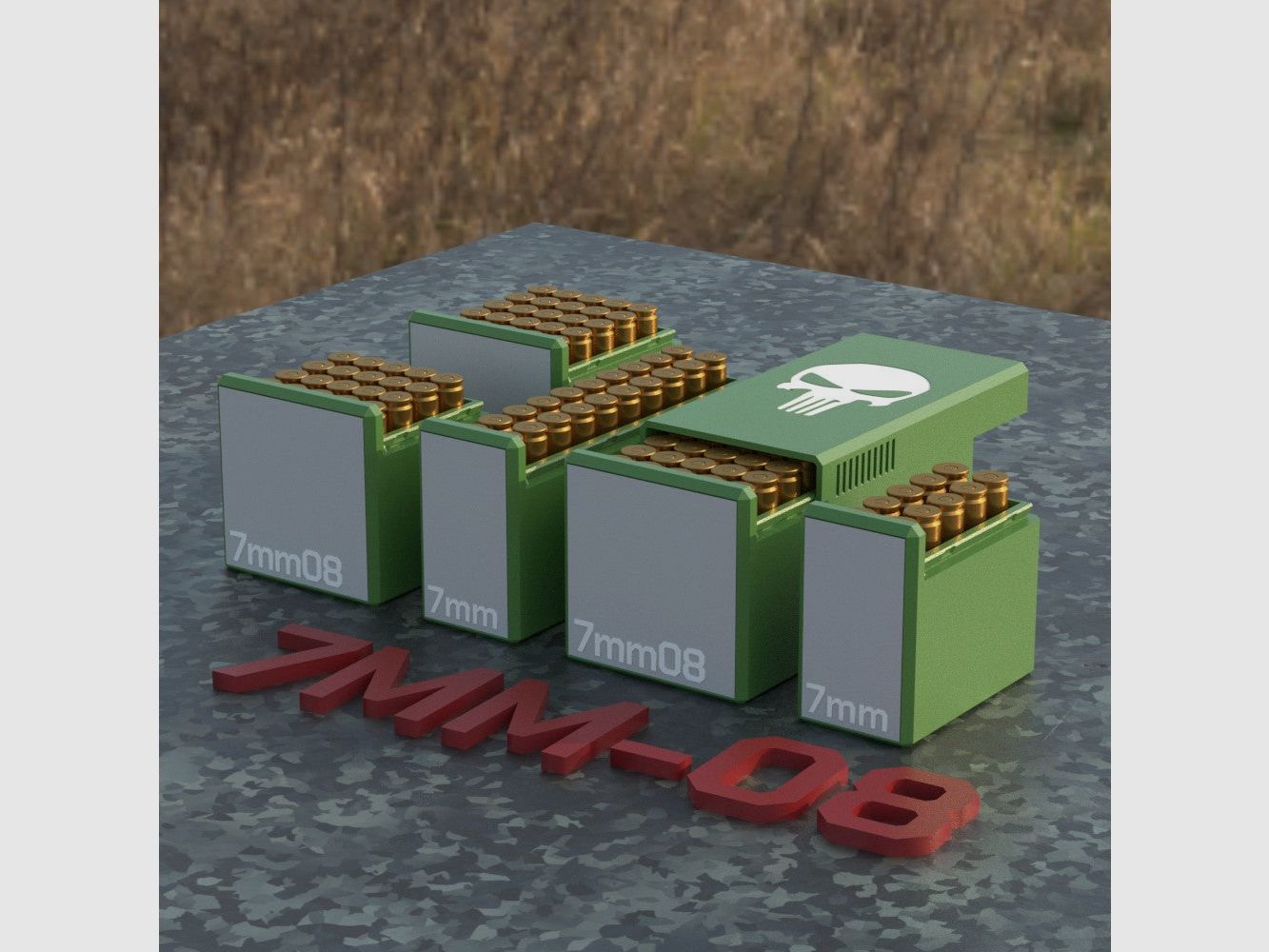 Filamelt scatola per munizioni / Scatola per munizioni 7mm-08 REM - scatola per cartucce per 50 colpi, Made in Germany