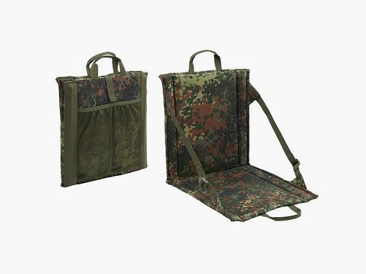 Faltsitz mit Tragegriff + Netztasche für 2 Getränkeflaschen - BW Flecktarn