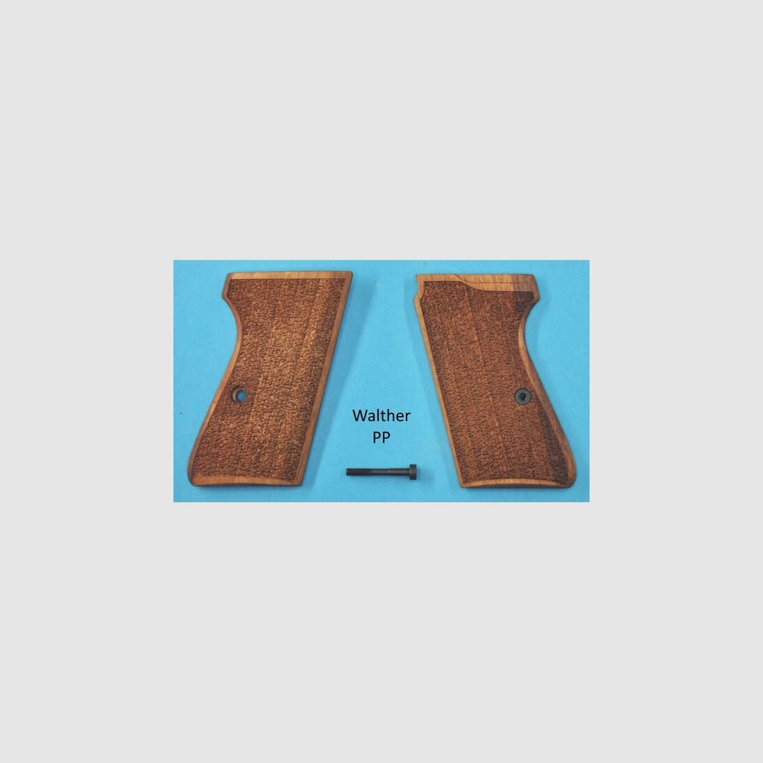 Nussbaum-Grifschalen für Pistole Walther PP, punziert (nicht PPK)