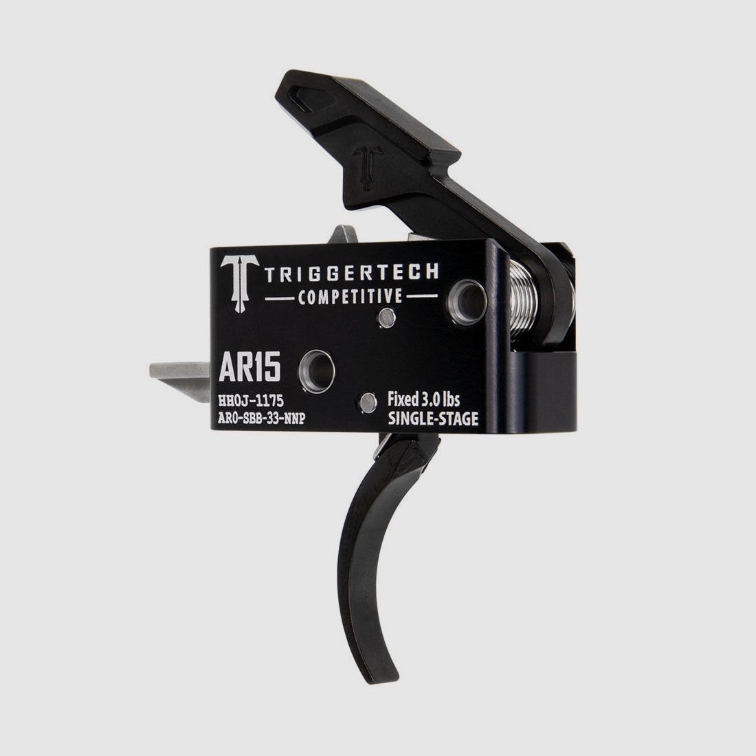 TRIGGERTECH AR-15 Competitief - Zwart Pro Gebogen 3lbs, Enkelvoudige Stage