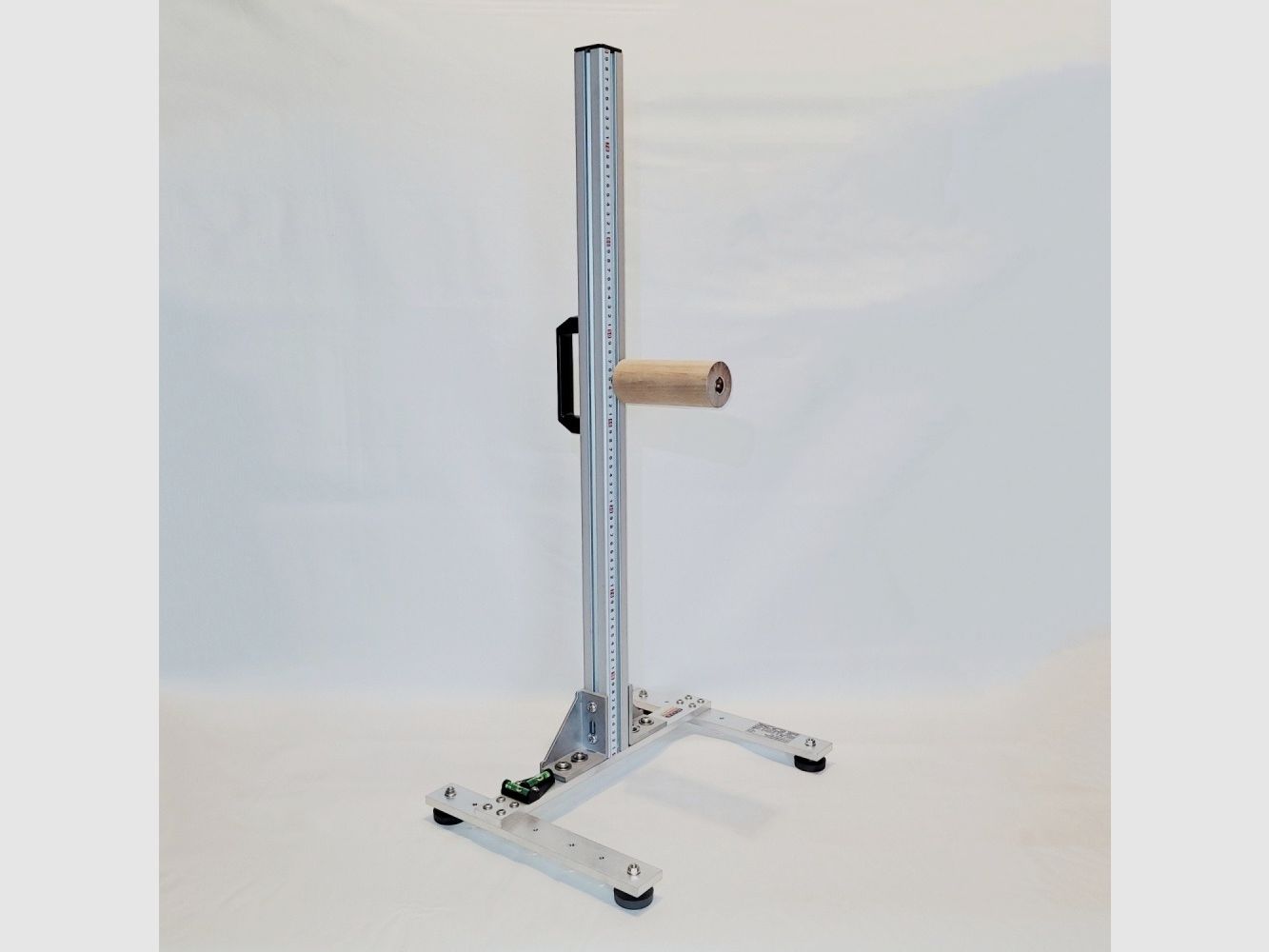 KGF Auflagestativ - Auflageständer Alu H-800-Pro mit Buchenholz-Auflage, Waage, Griff und Maßband