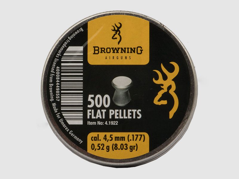 Flachkopf Diabolos Browning Flat Pellets Kaliber 4,5 mm 0,52 g geriffelt 500 StĂĽck