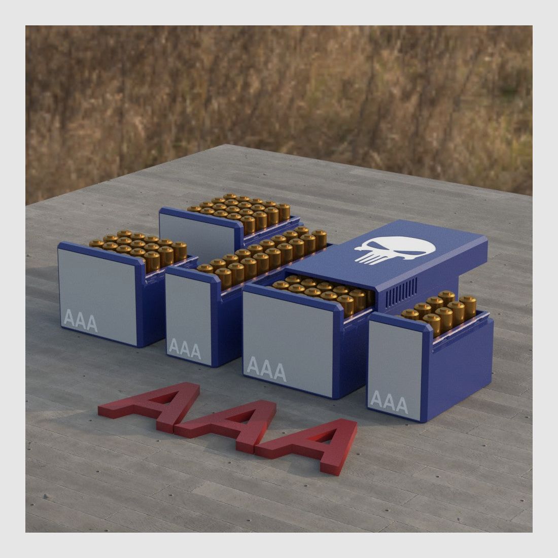 Filamelt Munitionsbox / Ammo Box AAA Batteriebox – Patronenbox für 50 Batterien, Made in Germany