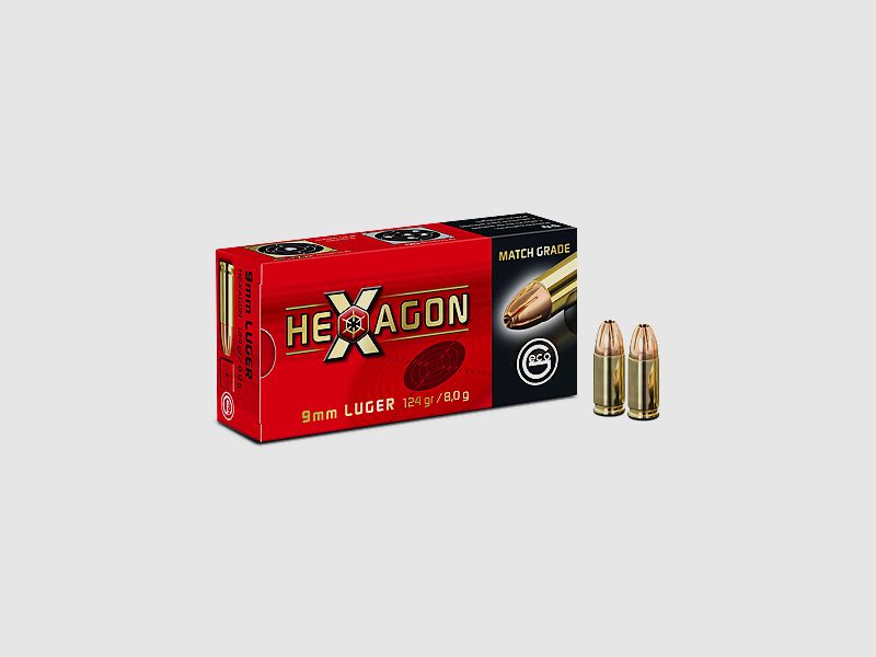 GECO HEXAGON 9x19MM -124 GRS. - 50 ROUNDS