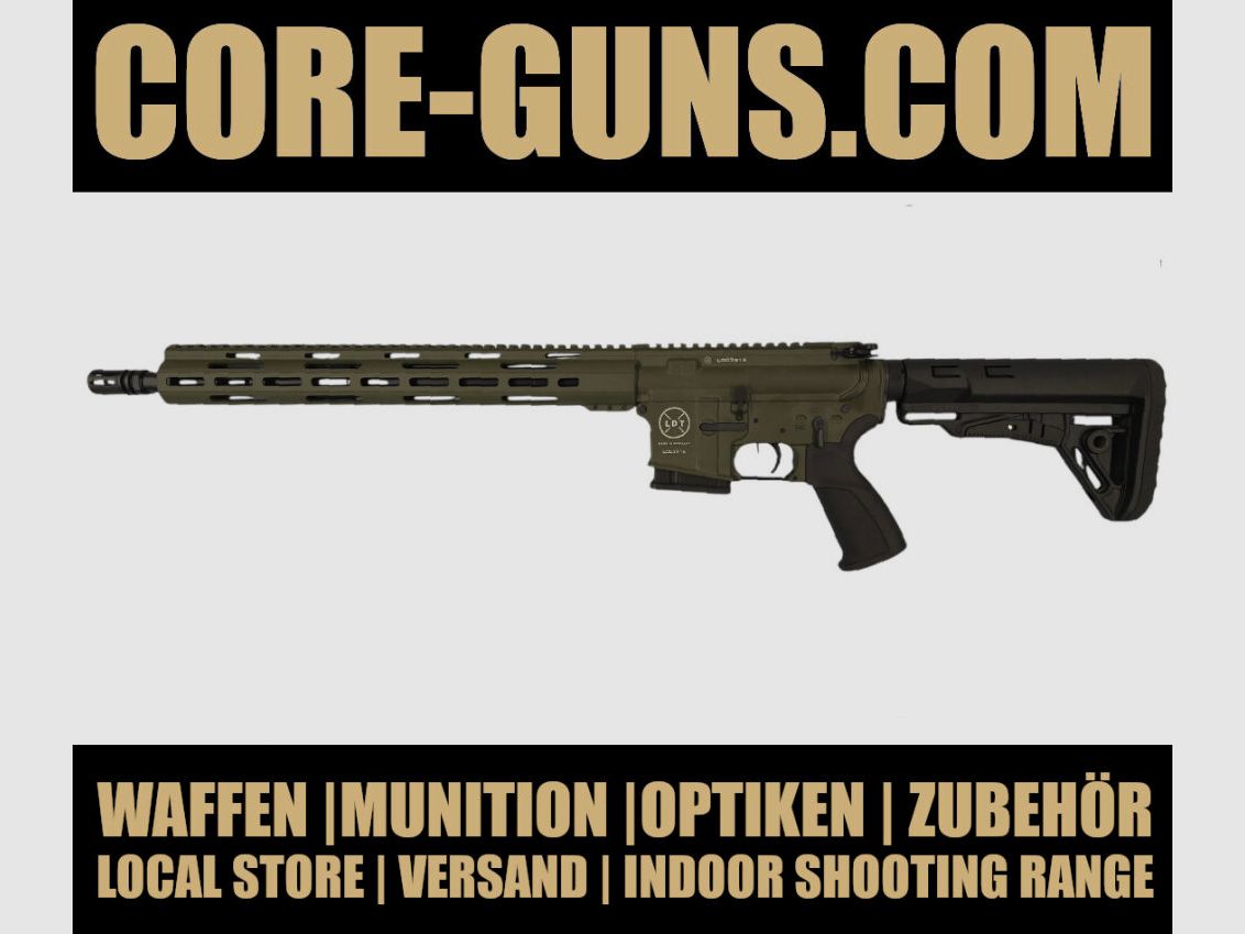 Lux Def Tec LDT L5 AR15 zelfladende geweer 16,75" looplengte 223Rem OD GREEN speciale uitvoering met lange handguard, Made in Germany adviesprijs: 1769€