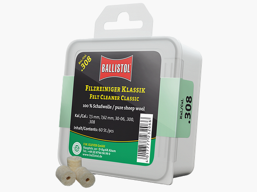 Ballistol Filzreiniger Klassik, Kal. .308, 60 Stk. (für Kal. 7.5mm, 7.62mm, 30-06, .300, .308)