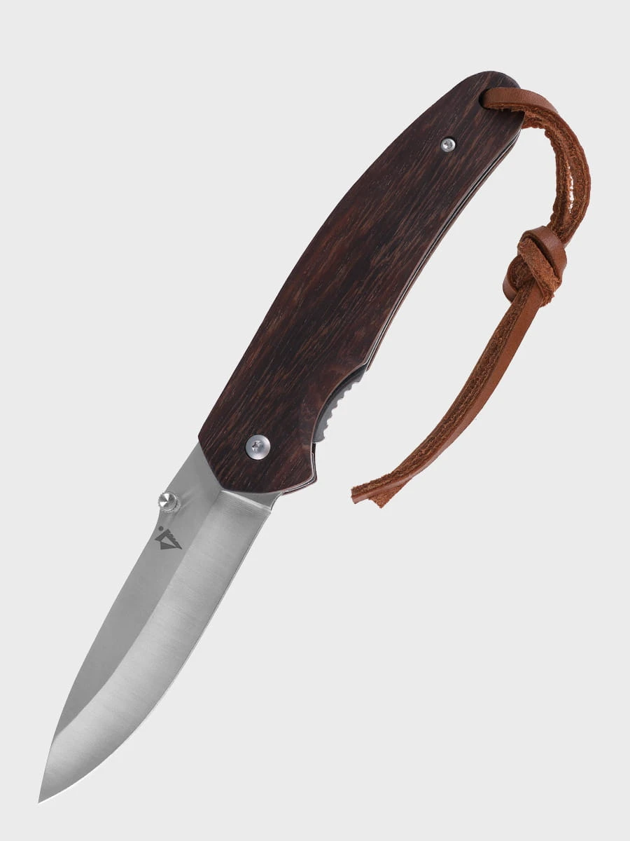 Klappmesser mit Lederriemen Traper Dominator Holz