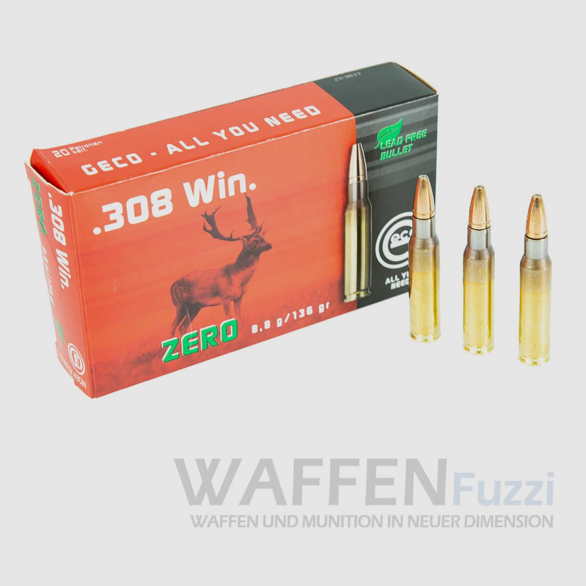 Geco Zero calibre .308 WIN. Munición de caza 136gr