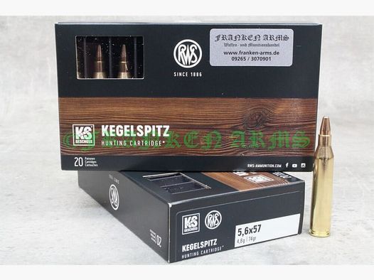 RWS Kegelspitz 5,6x57 74gr. 4,8g 20 pièces Prix dégressifs