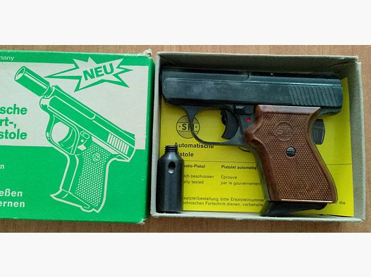 Alte Rhöner SM 15 Kal. 8 mm Knall im ersten PTB 83 mit Verpackung!