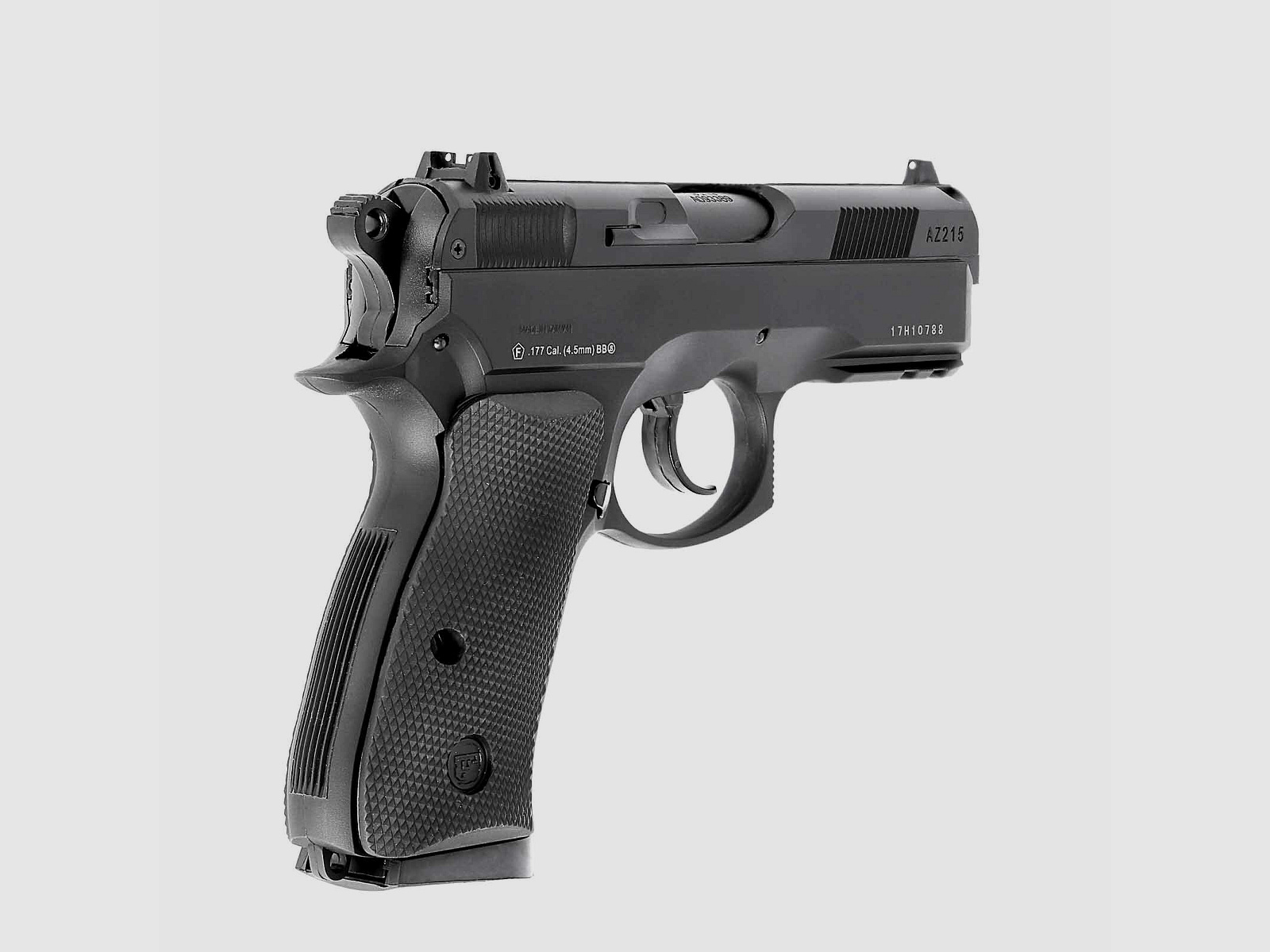 Luftpistolenset CZ75D Compact 4,5 mm Stahl BB Black Co2-Pistole Non Blow (P18) + 10 Co2-Kapseln + 1500 Stahl-BB's 4komma5