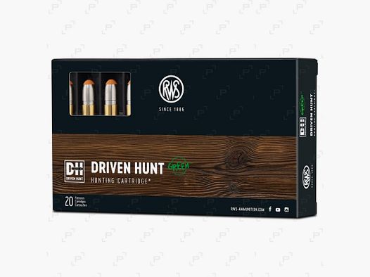 Box of 20 cartridges for big game RWS DRIVEN HUNT GREEN Caliber .300 WIN MAG - 165 GR (LEAD-FREE)