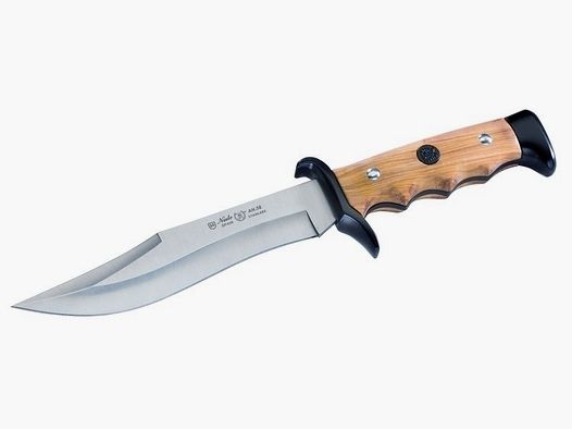 Cuchillo, hoja de 18 cm de madera de olivo, guardia de aluminio incluida funda de cuero de alta calidad