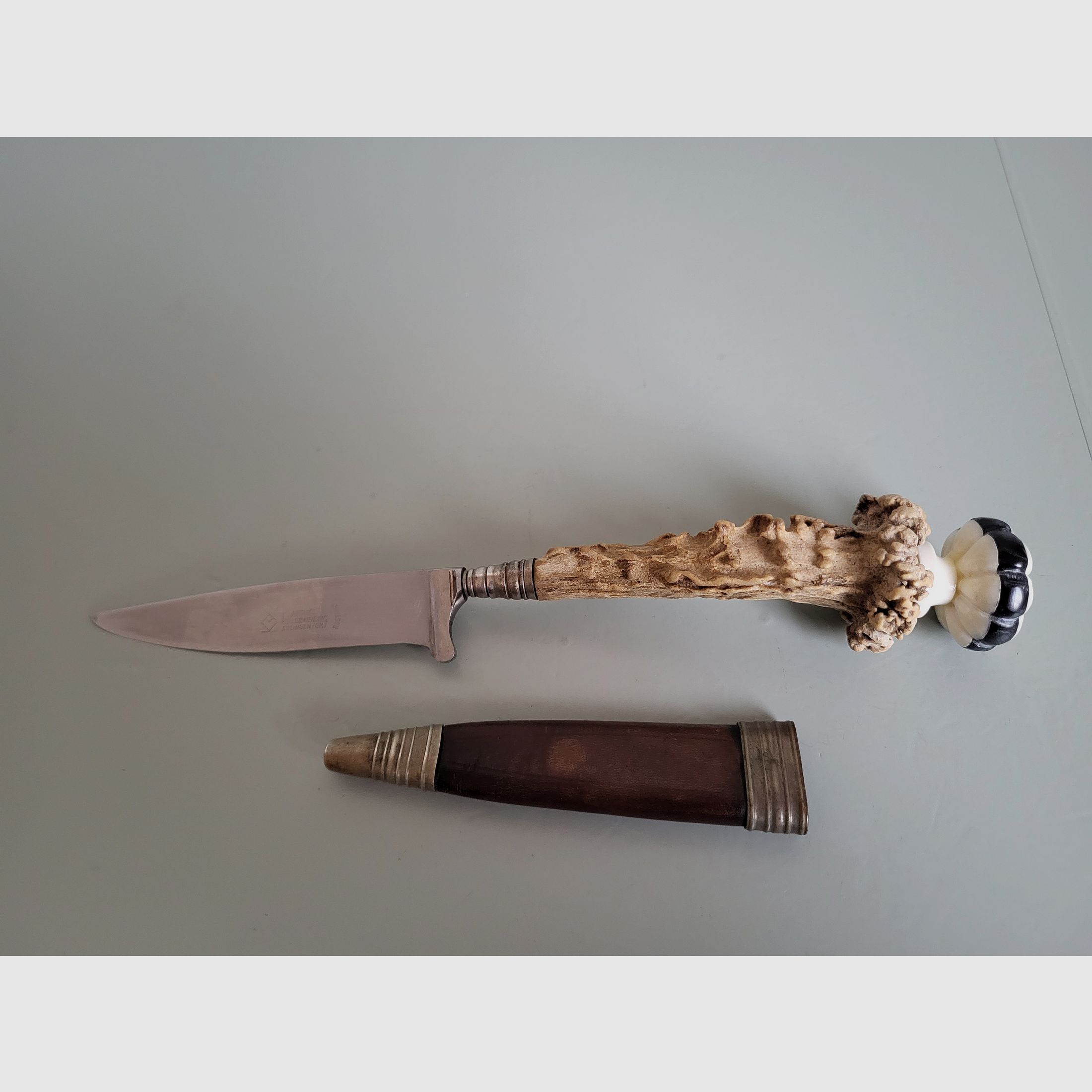 Alte  Jagd Messer . A. Küllenberg Solingen GR- 1925er Jahre - Hirschhorn Griff