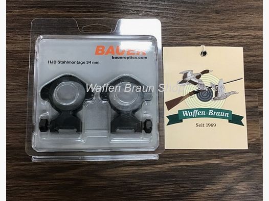 Bauer HJB Stahlmontage 34mm Bauhöhe STD. 16,5mm für Picatinny-/ Weaverschiene
