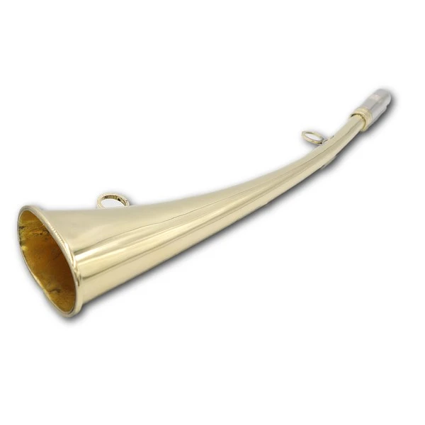 Jagdsignalhorn, gebogen, flach, goldfarben, 36 cm, Signalhorn M-SZP36