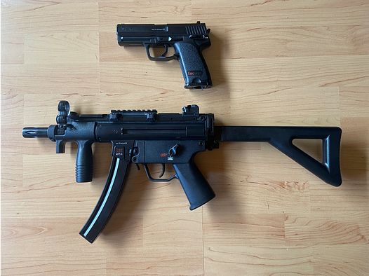 HK USP CO2 Pistole NBB + MP5 K-PDW CO2 GBB 4,5 mm Gebraucht