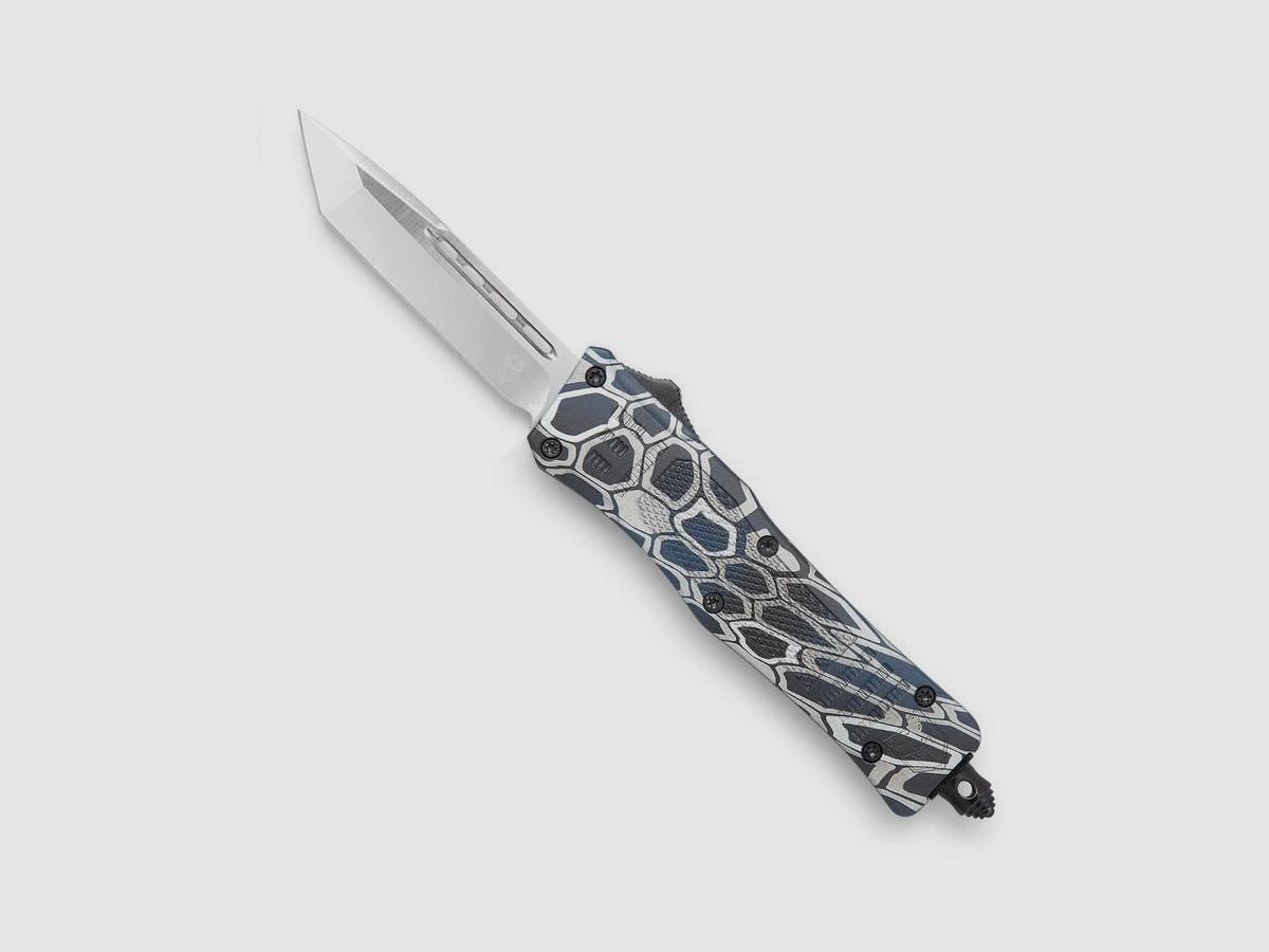 CobraTec Small CTK-1 Blue Cobra Skin Cerakote Tanto automatic knife OTF, Bild 2 von 8