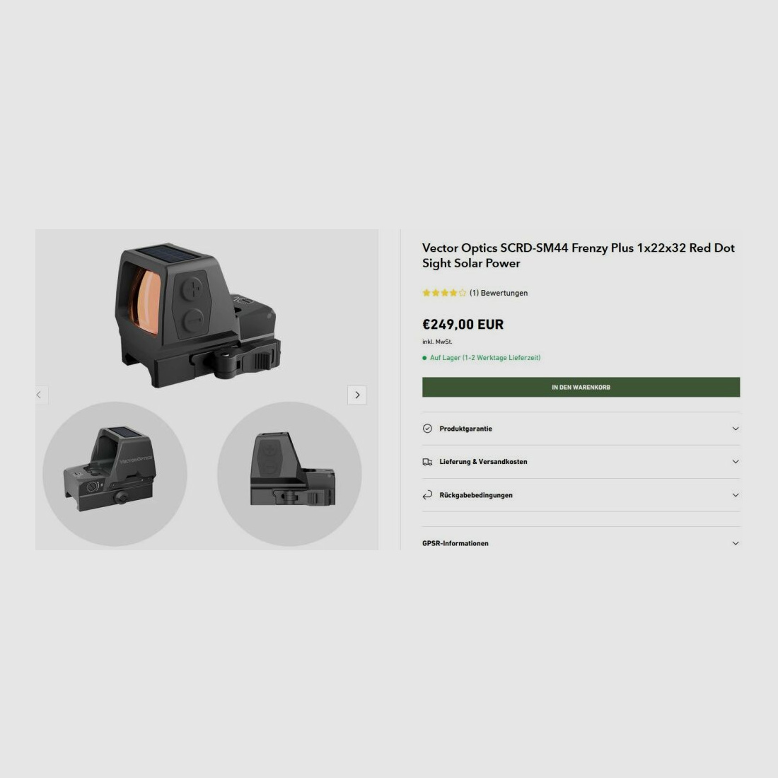 AKKAR SILAH Repetierflinte Karatay TK-355 INKLUSIVE RED DOT Vector Optics SCRD-SM44 Frenzy Plus 1x22x32