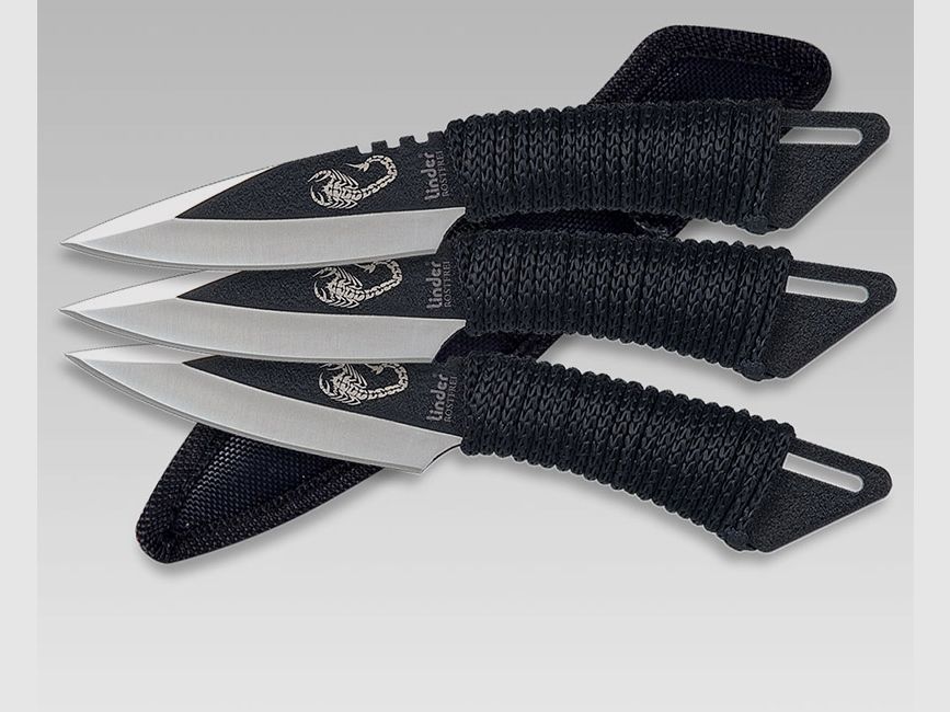 Wurfmesser Set Scorpion 2S Stahl 420 KlingenlĂ¤nge 7,5 cm 3-teilig inklusive Cordurascheide (P18)