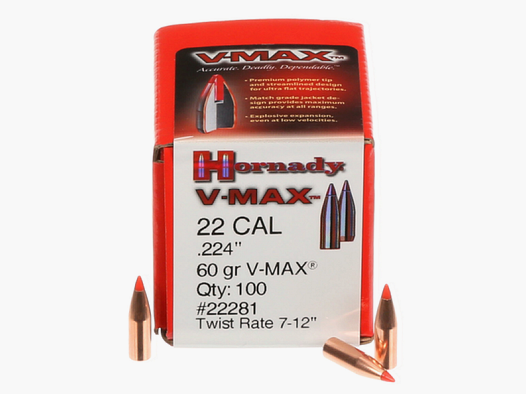 .224 Proiettili Hornady V-MAX 60 gr VE100