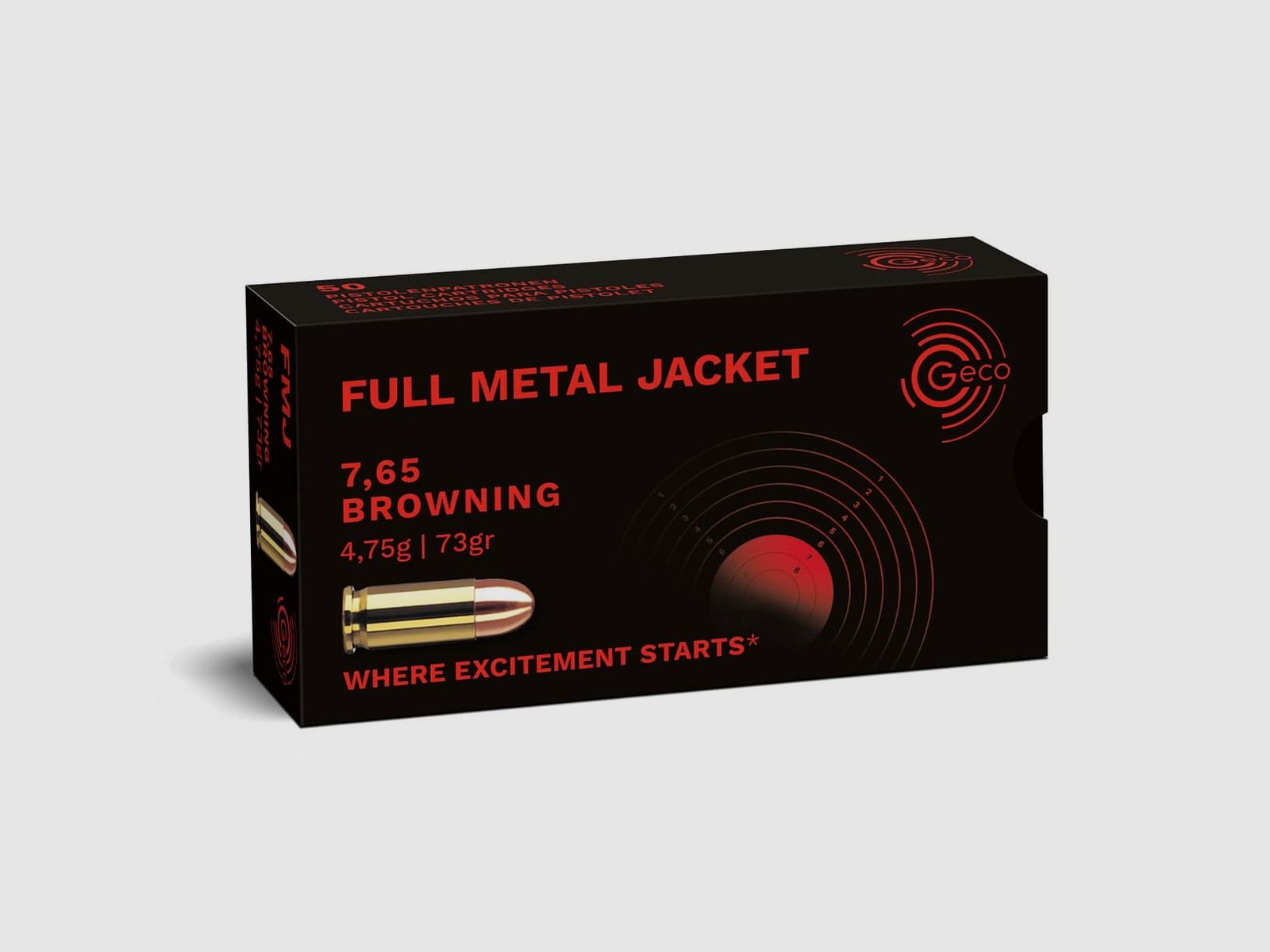 GECO cal. 7.. pistola 7,65mmBr/.32Auto FMJ 50 pz. 73 gr/4,75 g, immagine 1 di 2