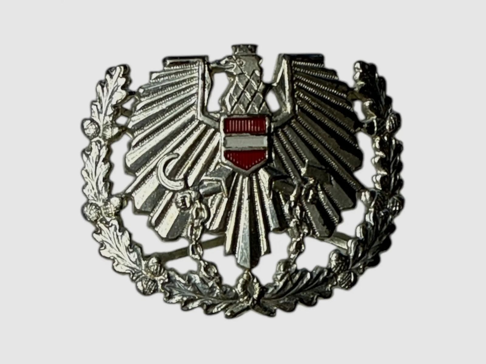 Oostenrijkse Strijdkrachten Oostenrijkse Strijdkrachten ÖBH Barrett badge Adelaar origineel gebruikt - Zilver