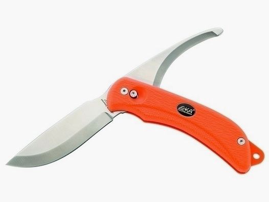 EKA hunting knife G3, swing blade, orange Kraton handle, Cordura sheath