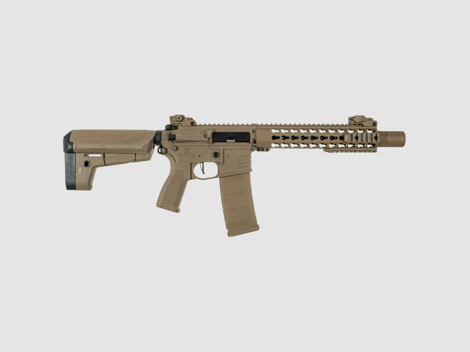 AR15 KeyMod 10 pulgadas PREDATOR CHARLIE TAN S-AEG Rifle Airsoft Libre a partir de 18 años | Delta Armory