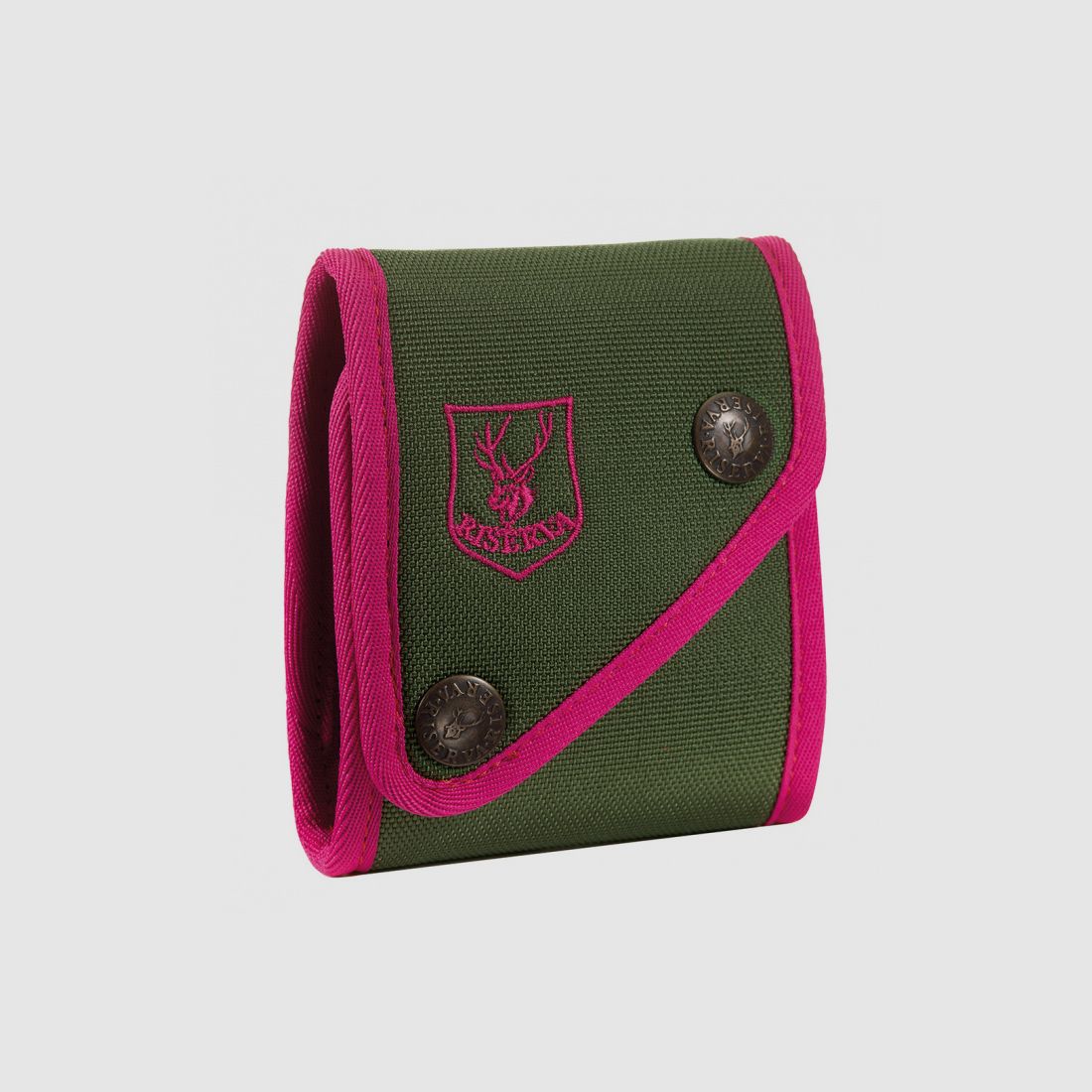 Etui na 7 nabojów Riserva, zielony cordura z różową krawędzią --> kal. 7