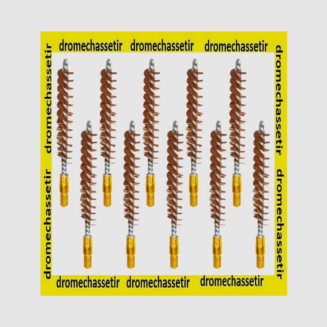 Pack 10 brosses de nettoyage bronze cal 6mm 6.35 et 243 filetage 8-32