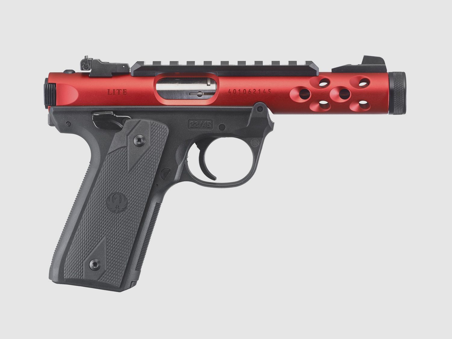 Ruger Mark IV 22/45 Lite .22 LR, 4.40" 1/2"x28, Picatinny, adjustable rear sight, Red Anodized