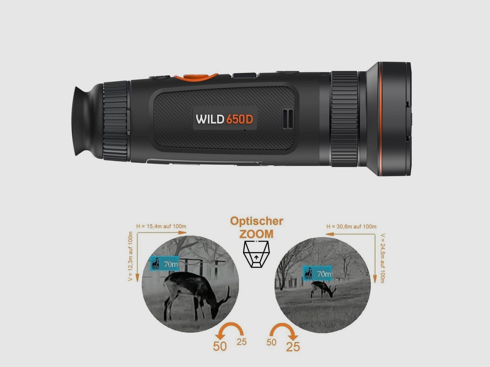 ThermTec WILD 650 D 25mm 50mm Linse 640 x 512 Pixel 30,6 m und 15,4 m Sehfeld