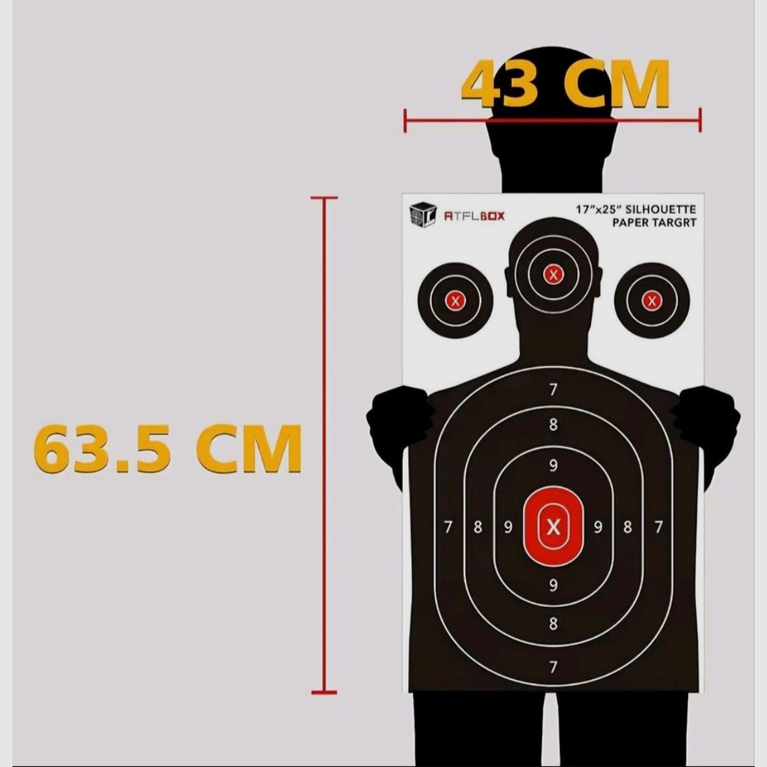 Tarcze celownicze (człowiek) do wiatrówki i pistoletu pneumatycznego/Paintball 10 sztuk duże