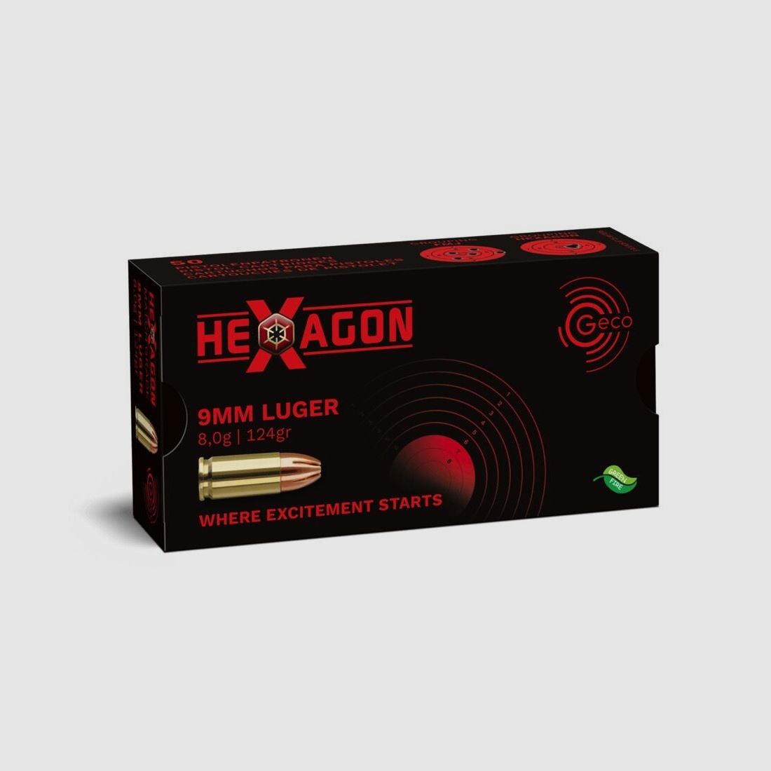 Geco Hexagon 124grs 50St 9mmLuger